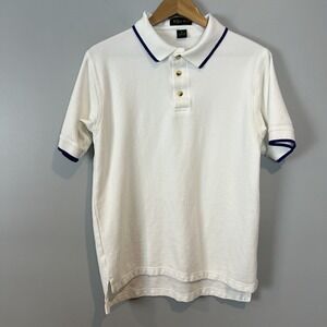 Tiger Hill White Polo Shirt Size Large Blue Trim Short Sleeve Unworn